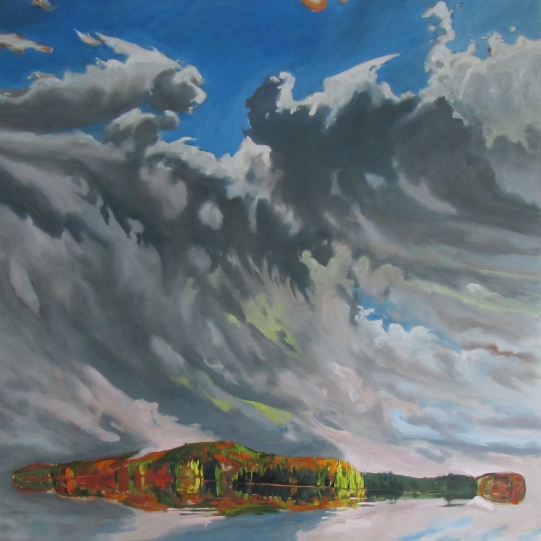 Float (Algonquin, Low Horizon) 2014, oil on birch panel, 152.4cm x 152.4cm